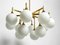 Large Space Age Brass Ceiling Lamp with 12 White Glass Balls from Kaiser, 1960s 17