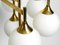 Large Space Age Brass Ceiling Lamp with 12 White Glass Balls from Kaiser, 1960s, Image 14