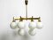 Large Space Age Brass Ceiling Lamp with 12 White Glass Balls from Kaiser, 1960s 18