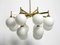 Large Space Age Brass Ceiling Lamp with 12 White Glass Balls from Kaiser, 1960s, Image 13