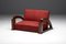 Französisches Art Deco Sofa aus Rot gestreiftem Samt mit Swoosh Armlehnen, 1940er 1