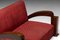 French Art Deco Sofa in Red Striped Velvet with Swoosh Armrests, 1940s 6
