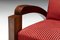 Französisches Art Deco Sofa aus Rot gestreiftem Samt mit Swoosh Armlehnen, 1940er 2