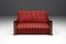 French Art Deco Sofa in Red Striped Velvet with Swoosh Armrests, 1940s 12