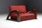 French Art Deco Sofa in Red Striped Velvet with Swoosh Armrests, 1940s 5