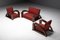 Französisches Art Deco Sofa aus Rot gestreiftem Samt mit Swoosh Armlehnen, 1940er 13