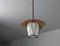 Vintage Italian Pendant Lamp in Brass, Iron and Opaline Glass, 1950s, Image 6