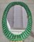 Mid-Century Style Italian Oval Mirror in Murano Glass and Brass, 2000 4