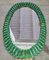 Mid-Century Style Italian Oval Mirror in Murano Glass and Brass, 2000, Image 4