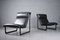 Large Model 2001 Lounge Chairs in Black Leather by Bruce Hannah and Andrew Ivar Morrison for Knoll International, 1970s, Set of 2 2