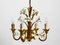 Lámpara de araña pequeña de metal bañado en oro de cuatro brazos, años 60, Imagen 19