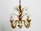 Lámpara de araña pequeña de metal bañado en oro de cuatro brazos, años 60, Imagen 13