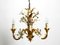 Lámpara de araña pequeña de metal bañado en oro de cuatro brazos, años 60, Imagen 16