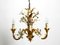 Small 4-Arm Gold-Plated Metal Chandelier, 1960s 16