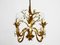 Lámpara de araña pequeña de metal bañado en oro de cuatro brazos, años 60, Imagen 14