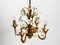 Lámpara de araña pequeña de metal bañado en oro de cuatro brazos, años 60, Imagen 17