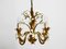 Lámpara de araña pequeña de metal bañado en oro de cuatro brazos, años 60, Imagen 12