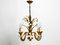 Lámpara de araña pequeña de metal bañado en oro de cuatro brazos, años 60, Imagen 15