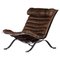 Ari Easy Chair in Brown Leather attributed to Arne Norell, Sweden, 1970s 1