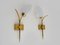 Vintage Wall Lights Strand of Wheat in Brass with Glass Tulips, 1960s 4