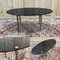 Tavolino da caffè ovale con base in ottone e acciaio e vassoio in vetro fumé, anni '60, Immagine 2