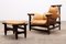 Jangada Lounge Chair and Ottoman in Wood and Leather by Jean Gillon, Brazil, 1960s, Set of 2 6