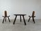 Vintage Spanish Brutalist Stools with Table, 1950s, Set of 3 6