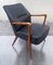 Mid-Century Armchair with Walnut Frame and Gray Vinyl Cover, 1950s, Image 1