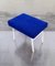 Vintage German Stool with White Metal Frame and Blue Seat, 1970s 3