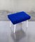 Vintage German Stool with White Metal Frame and Blue Seat, 1970s 2