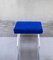 Vintage German Stool with White Metal Frame and Blue Seat, 1970s 1