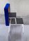 Vintage German Stool with White Metal Frame and Blue Seat, 1970s, Image 4