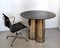 Postmodern Steel Dining Table with Round Green Marble Top, Italy, 1970s 3