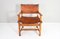 19th Century Brutalist Spanish Oak and Cognac Leather Castellana Armchair 11