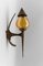 Large French Hand-Forged Iron and Glass Wall Lamp, 1960s 1