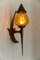 Large French Hand-Forged Iron and Glass Wall Lamp, 1960s 5