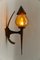 Large French Hand-Forged Iron and Glass Wall Lamp, 1960s 2