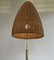 Adjustable Beehive Floor Lamp in Wicker and Brass in the style of J.T. Kalmar, Austria 1950s 8