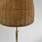 Lampadaire Beehive Ajustable en Osier et Laiton dans le style de JT Kalmar, Autriche 1950 14