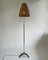 Adjustable Beehive Floor Lamp in Wicker and Brass in the style of J.T. Kalmar, Austria 1950s 5