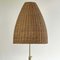 Adjustable Beehive Floor Lamp in Wicker and Brass in the style of J.T. Kalmar, Austria 1950s 7