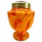 Pique Fleurs Vase mit mehrfarbigem Orange Dekor mit Gitter, 1930er 1