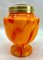 Pique Fleurs Vase mit mehrfarbigem Orange Dekor mit Gitter, 1930er 5