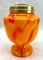 Pique Fleurs Vase mit mehrfarbigem Orange Dekor mit Gitter, 1930er 4