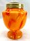 Pique Fleurs Vase mit mehrfarbigem Orange Dekor mit Gitter, 1930er 7