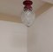 German Red Lacquered Brass Ceiling Lamp with Drop-Shaped Crystal Glass Shade, 1900s 2