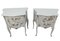Louis XV Bedside Tables with Floral Design and Marble Tops, 1950s, Set of 2 3