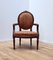 Vintage Stuhl mit Medaillon aus Stoff & Holz 1