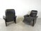 Black Leather Reclining Armchairs, 1970s, Set of 2 3