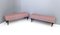 Vintage Benches with Red Patterned Fabric Upholstery, Italy, Set of 2 1